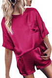 Satin Pocketed Tee and Shorts Lounge Set