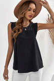 Black Keyhole Back Ruffled Sleeveless Top