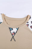 Khaki Leopard Raglan Sleeve Knit Tee