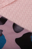 Leopard Sequin Splicing Turtleneck Waffle Sweatshirt
