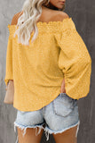 Yellow Off Shoulder Floral Print Lantern Sleeve Top