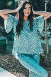 Sky Blue Floral Tiered Top with Ruffles