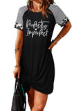 Pray Leopard Spliced Short Sleeve Ruched Mini Dress