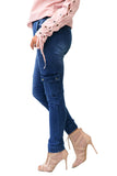 Army Green Drawstring Ankle Pocket Denim Jeans