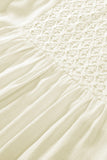 Beige V-Neck Crochet Detail Babydoll Top