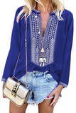 Long Sleeves Front Embroidery Blouse