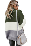 Turtleneck Color Block Pullover Sweater