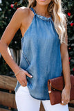 Halter Neck Denim Tank Top