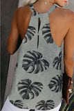 Khaki Dotted Print Tank with Slit