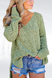 V Neck Popcorn Texture Loose Fit Sweater