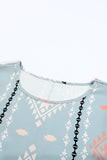 Geometric Aztec Print Long Sleeve Blouse