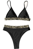 Leopard Splicing High Waisted Bikini