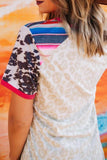 Cow Colorful Striped Splicing Top