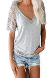 Sweet Side Lace Deep V Neck Top T-shirt