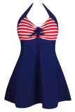 Stripes Black One-piece Swimdress