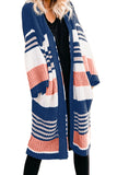 Pocketed Novelty Striped Chenille Cardigan