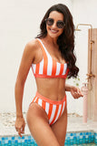 Athletic Striped Tank High Waist Bikini