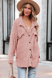 Plush Button Down Pocketed Shirt Jacket