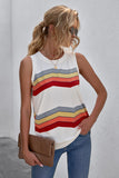 Crew Neck Colorblock Stripes Tank Top