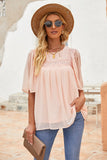 Flutter Sleeves Sheer Textured Babydoll Top