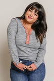 Plus Size Contrast Detail Henley Top