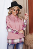 Plaid Splicing Drawstring Hoodie