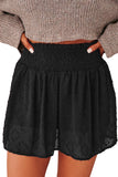 Smocked Waist Swiss Dot Casual Shorts