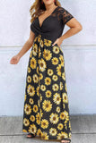 Plus Size Sunflower Lace Twist Knot Maxi Dress