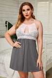 Pink Plus Size Keyhole Babydoll
