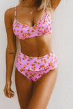 Multicolor Fruit Print Ruffled Detail High Waist Bikini