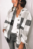 Plaid Color Block Buttoned Long Sleeve Jacket with Pocket