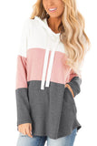 Color Block Long Sleeve Drawstring Hoodie