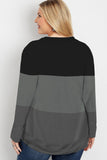Crew Neck Striped Color Block Plus Size Sweatshirt