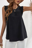 Black Keyhole Back Ruffled Sleeveless Top