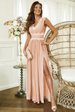 Crochet V Neck Sleeveless Ruched High Waist Maxi Dress