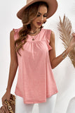 Keyhole Back Ruffled Sleeveless Top