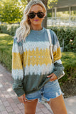 color Leopard Tie Dye Color Block Pullover Sweatshirt