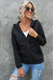 Zip-up Lace Trim Hooded Coat