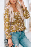 Square Neck Smocked Floral Top