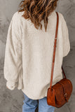Flap Pockets Button Front Teddy Coat