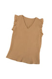 Ruffled Sleeve V Neck Top