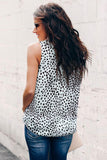 Leopard Print Ruffled Neck Tank Top