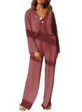 Long Sleeve Buttoned Wide Leg Lounge Wear