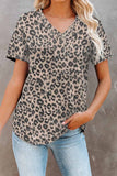 Camouflage Print V Neck Tee with Pocket
