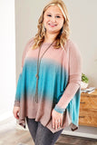 Sky Blue Plus Size Painted Poncho Top