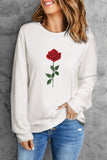 Rose Embroidered Long Sleeve Top