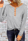 Striped Colorblock Button Down Long Sleeve Top