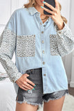 Contrast Leopard Denim Jacket