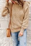 Frilled Shoulder Detail Cable Knit Sweater