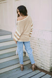 Bubble Sleeve Mixed Stripe Pullover Sweater